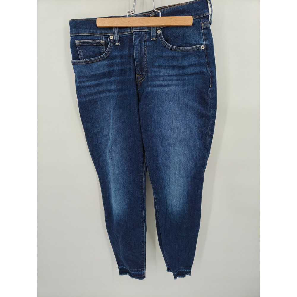 Lucky Brand Ava Mid Rise Skinny Ankle Jeans Dark Wash Raw Hem Size 8/29A